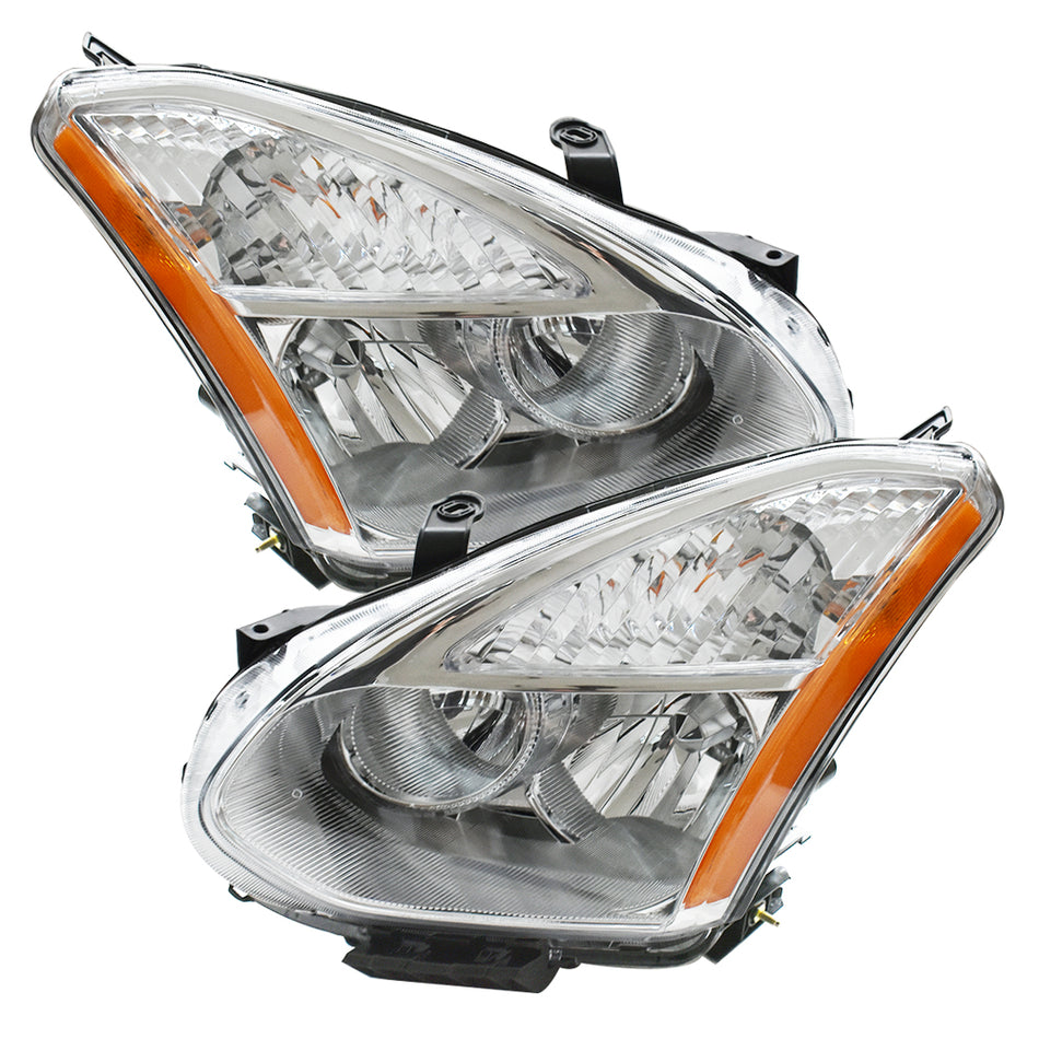 Labwork Chrome Headlights Assembly Clear Left+Right For 2008-2013 Nissan Rogue