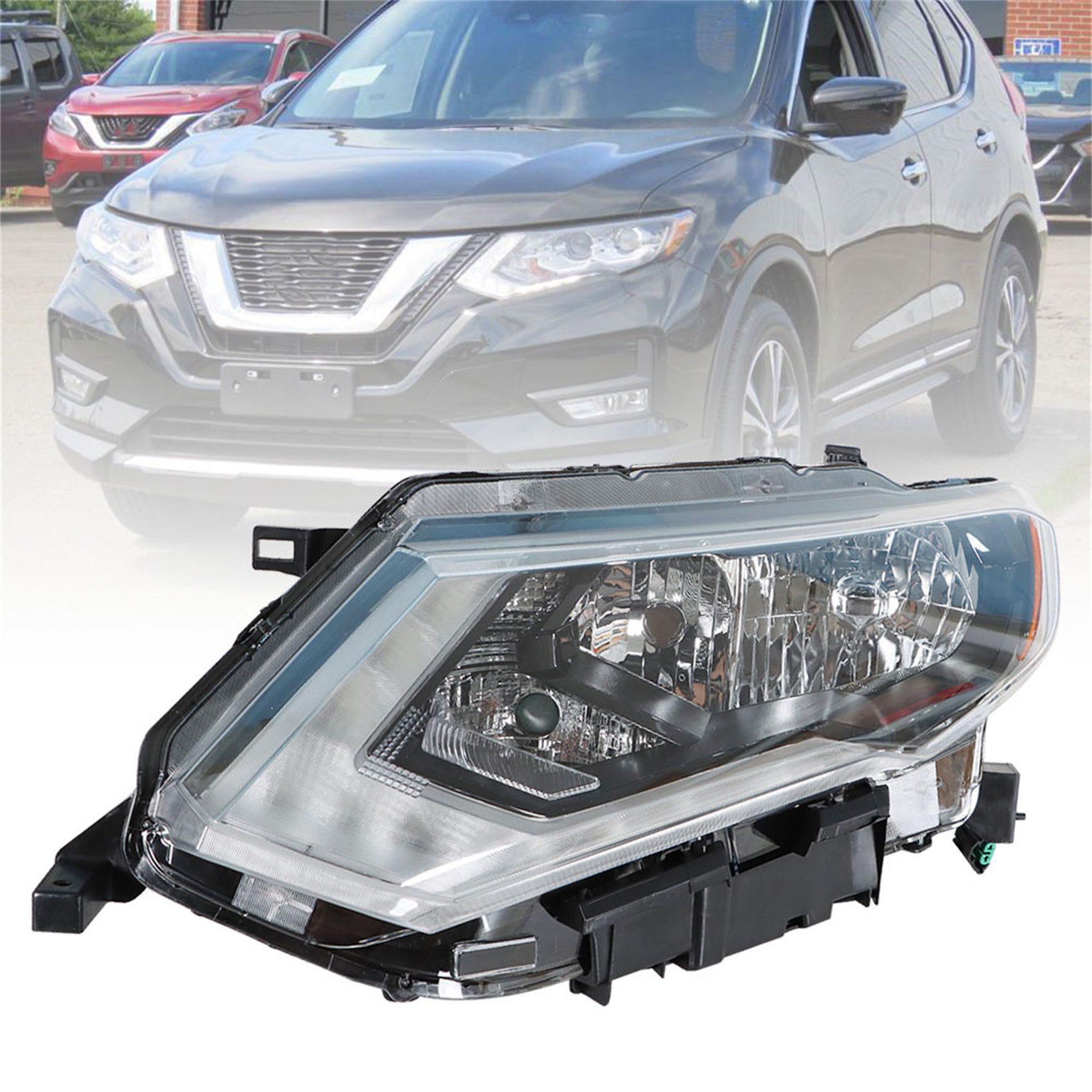 Driver Left Side Headlamp Fit For 2017-19 Nissan Rogue Chrome Halogen Headlight Lab Work Auto