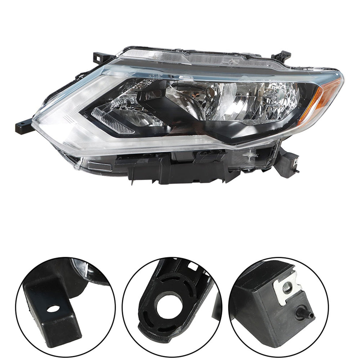 Driver Left Side Headlamp Fit For 2017-19 Nissan Rogue Chrome Halogen Headlight Lab Work Auto