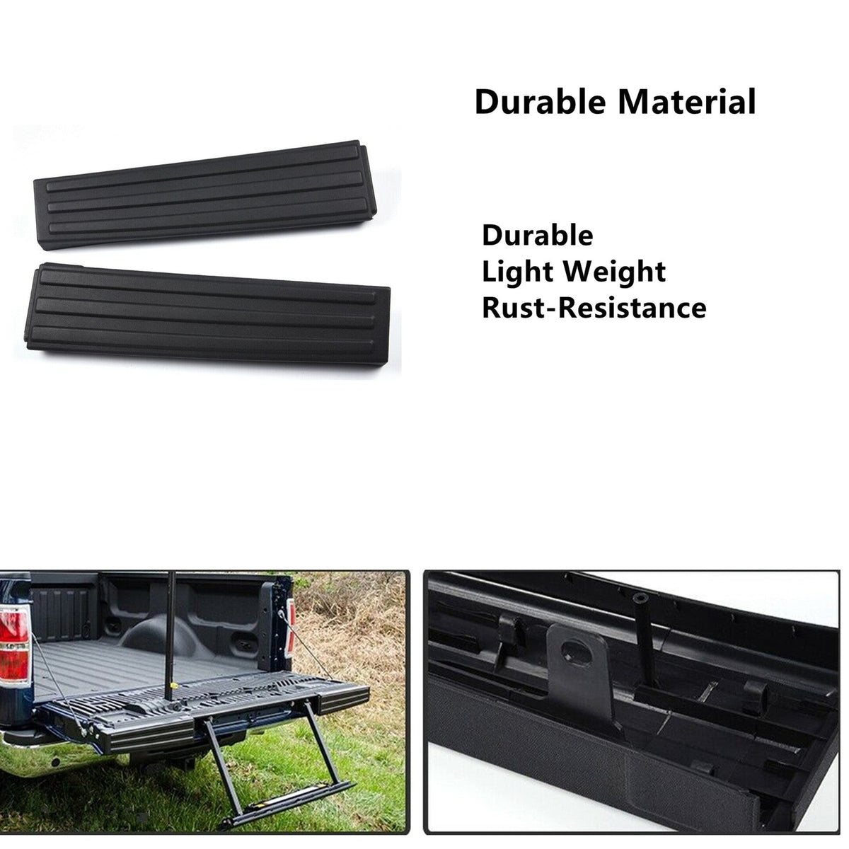 FOR 09-14 Ford F-150 Black Flex Step Side Tailgate Molding Covers Right & Left Lab Work Auto