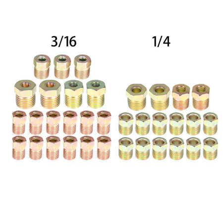 Fit For Inverted Flares on 3/16 and 1/4 Tube Brake Line Fitting Kit Zinc Coated Lab Work Auto