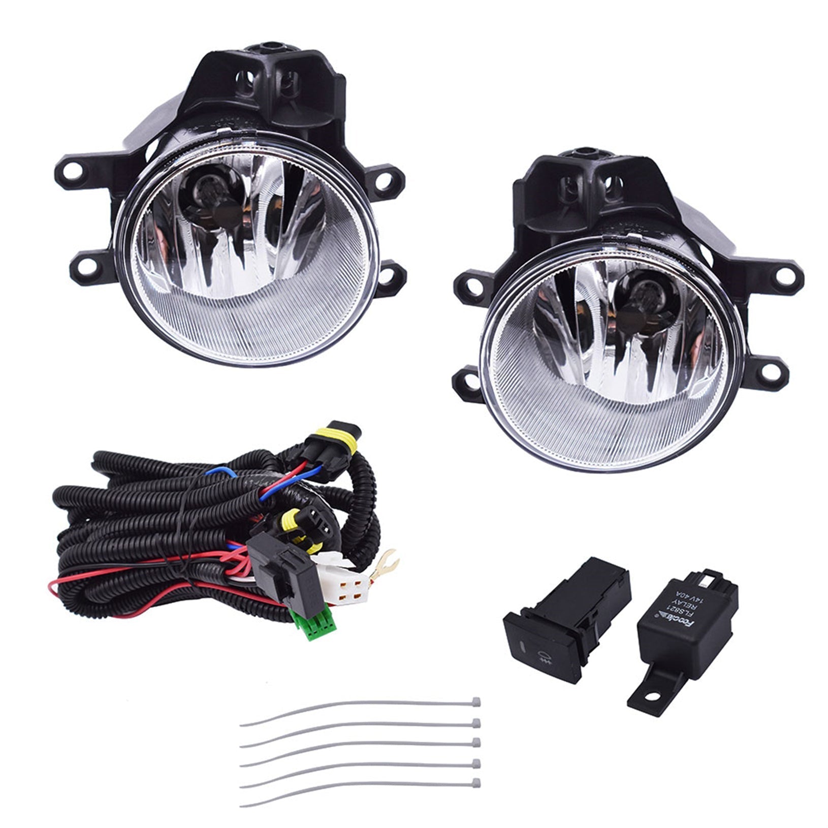 Fog Light Kit For 2018-2019 Toyota Sienna Switch Bulbs Bezel Wire Harness Black Lab Work Auto