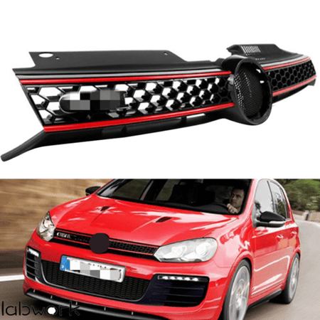 For 10-14 MK6 Golf GTI Jetta Wagen Mesh Grille Conversion Black Red Trim Spot US Lab Work Auto