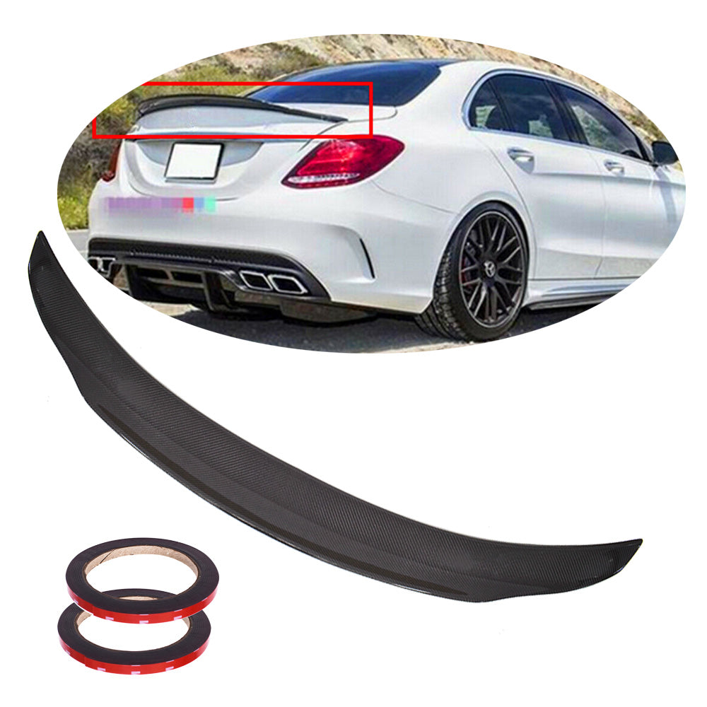 For Benz W205 C63 AMG 2015-19 Real Carbon Fiber High Kick Trunk Lid Spoiler Wing Lab Work Auto