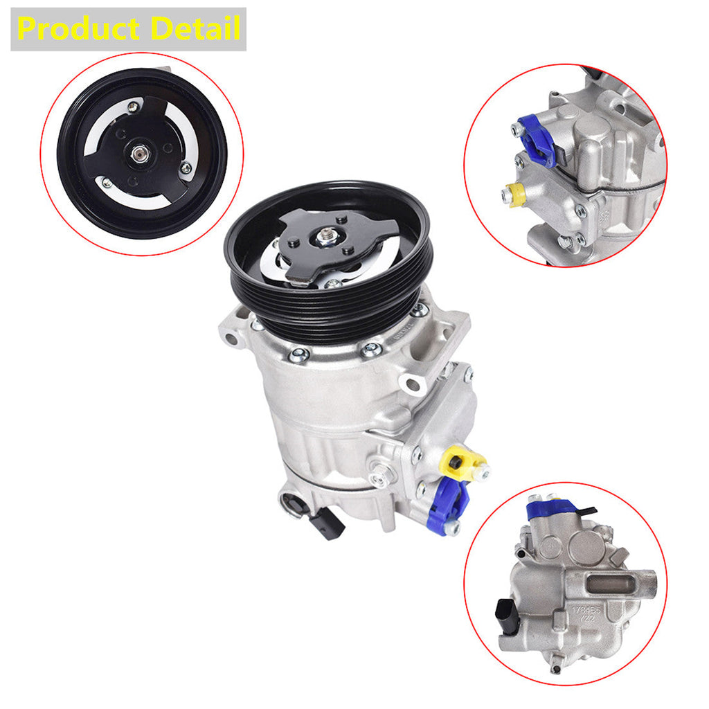 For VW JETTA 2.5L 05-14 Golf 10-14 Passat R32 08 DOUBLE PULLEY AC Compressor Lab Work Auto