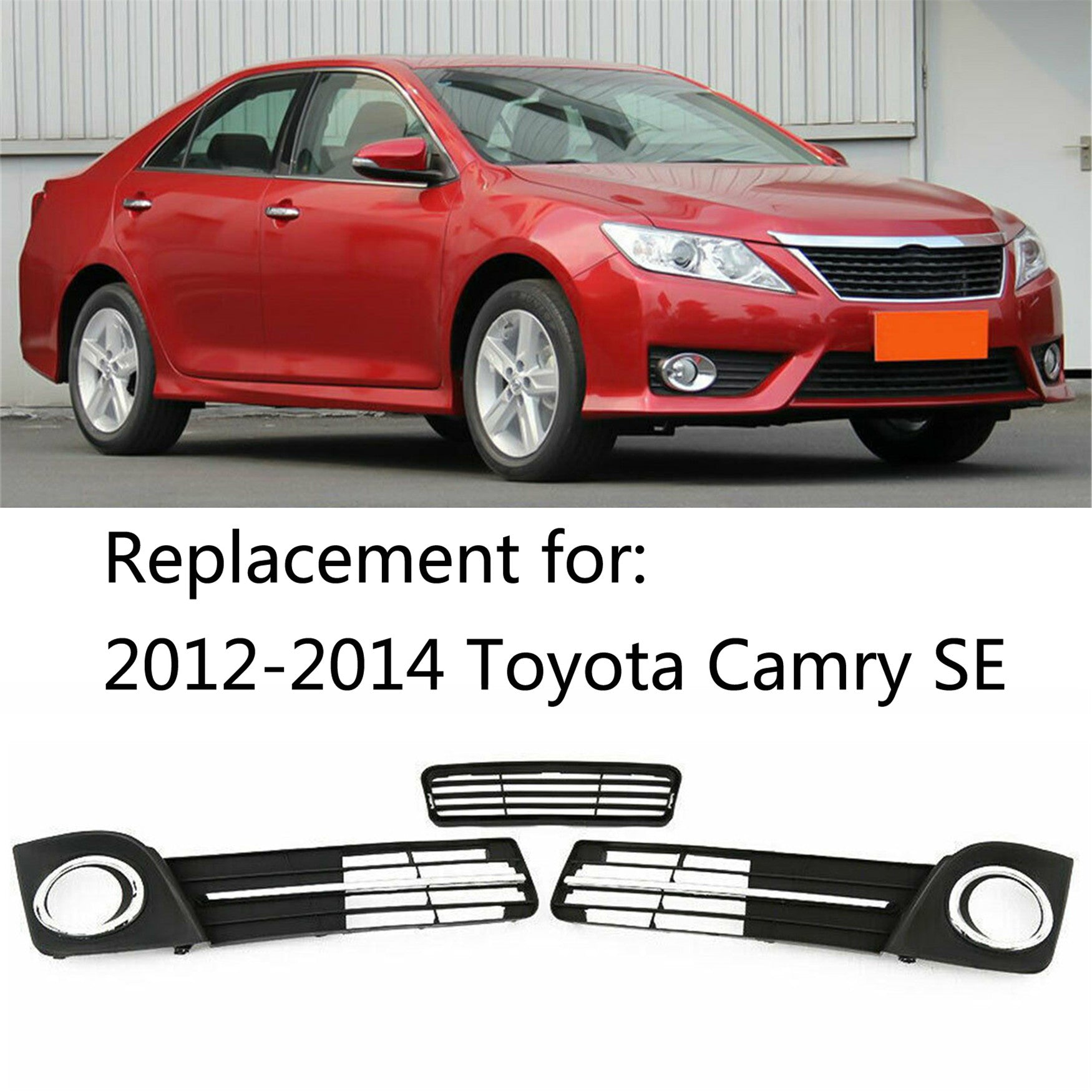 Front Bumper Lower Grille Fog Lamp Cover Bezel Fit For 2012-2014 Toyota Camry SE Lab Work Auto