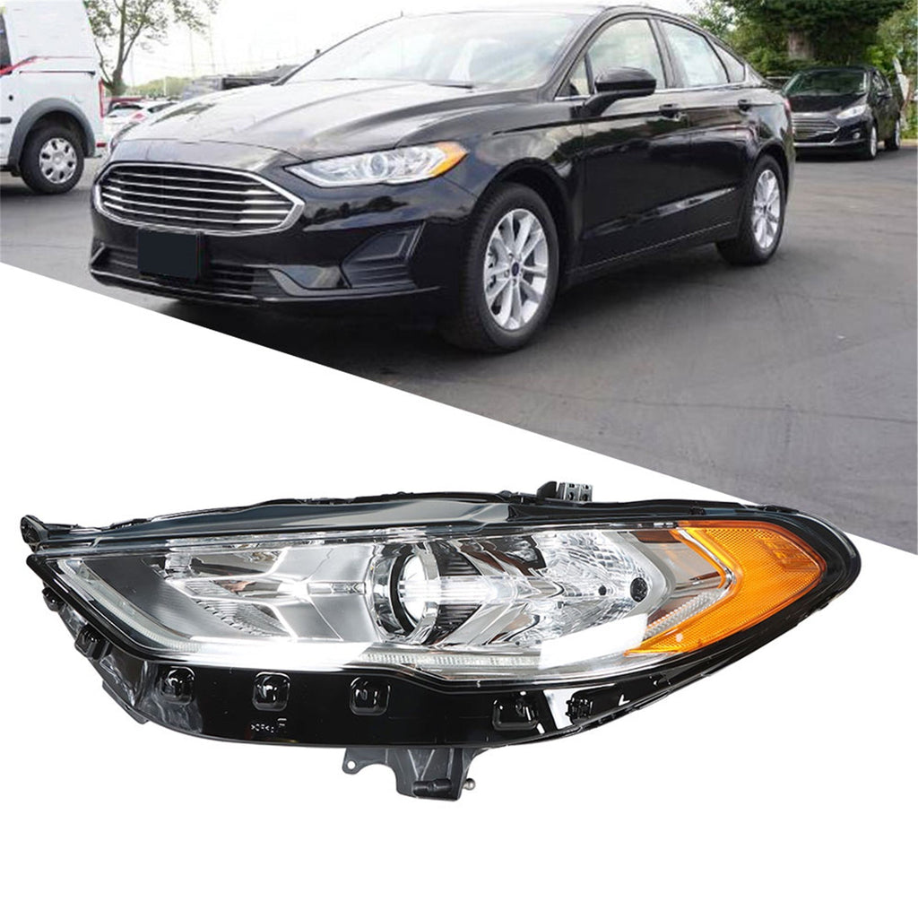 Halogen Headlamp For 2017-2019 Ford Fusion Driver Left Chrome Housing FO2502350 Lab Work Auto