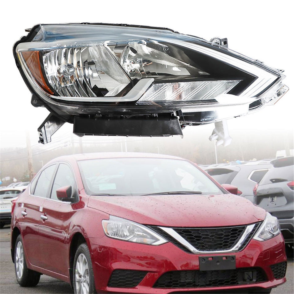 Halogen Headlight For 2016-18 Nissan Sentra Right Side Chrome Housing NI2503244 Lab Work Auto