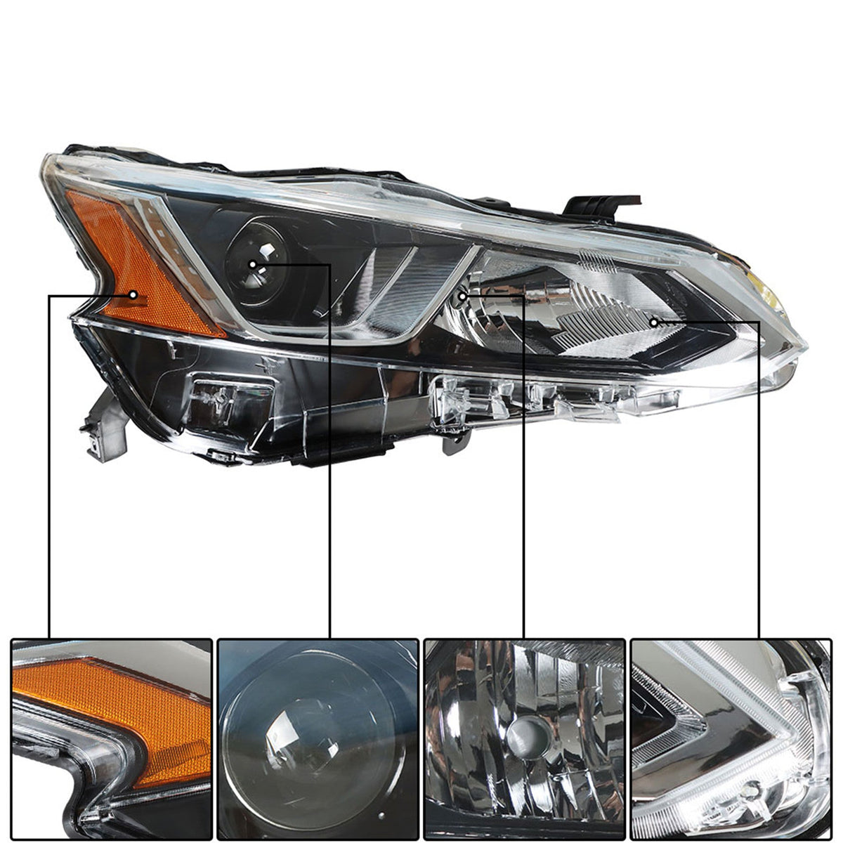 Halogen Headlight For 2019-2020 Nissan Altima Chrome Housing Passenger NI2503265 Lab Work Auto