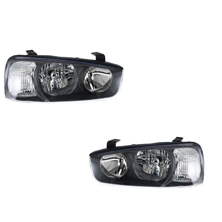 Halogen Headlight Left&Right Pair Clear Lens Black For Hyundai Elantra 2001-2003 Lab Work Auto