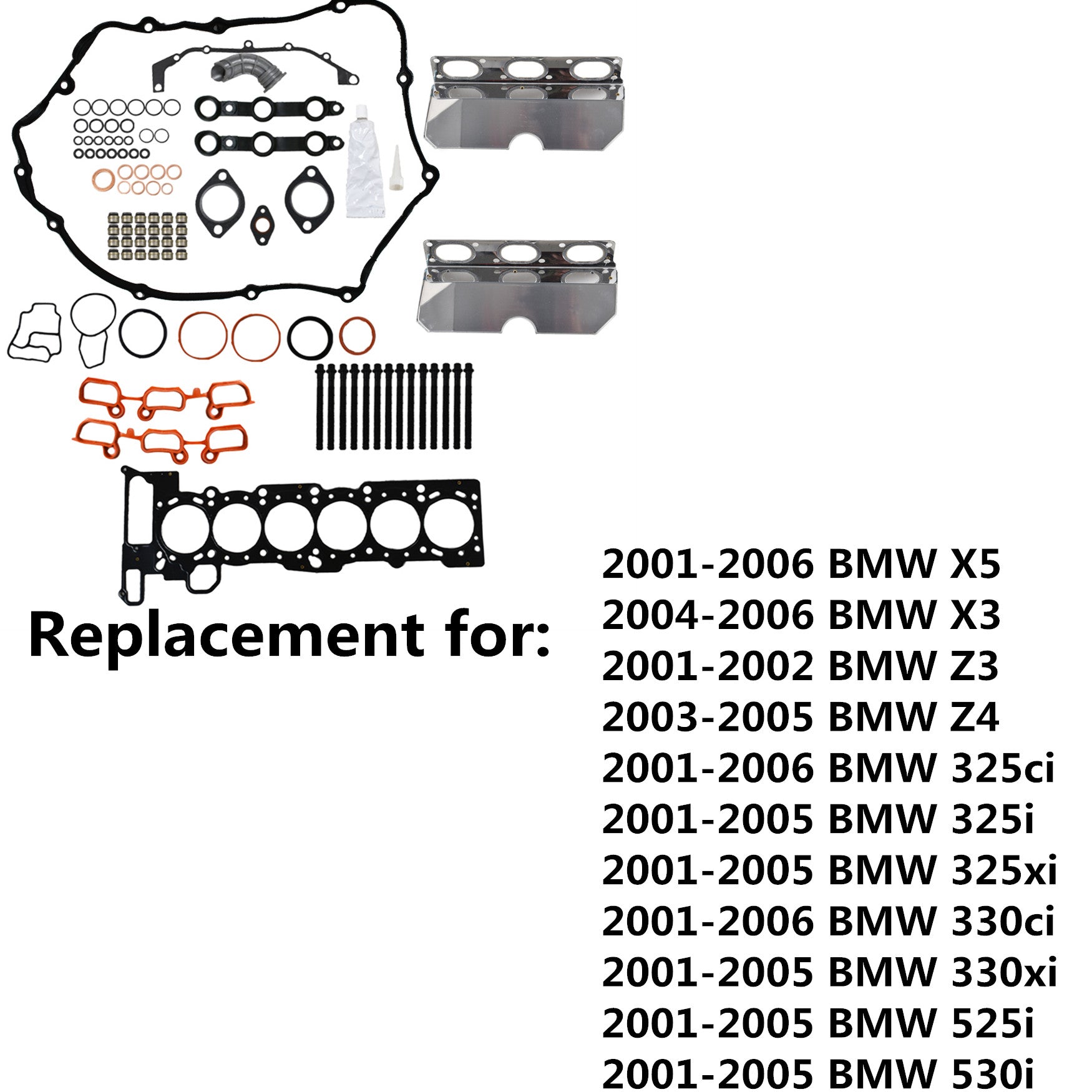 Head Gasket Bolts Set For 01-06 BMW 325i 530i X3 X5 Z4 2.5 & 3.0 DOHC 24V M54 Lab Work Auto