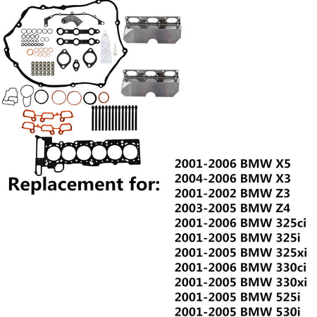 Head Gasket Bolts Set For 01-06 BMW 325i 530i X3 X5 Z4 2.5 & 3.0 DOHC 24V M54 Lab Work Auto