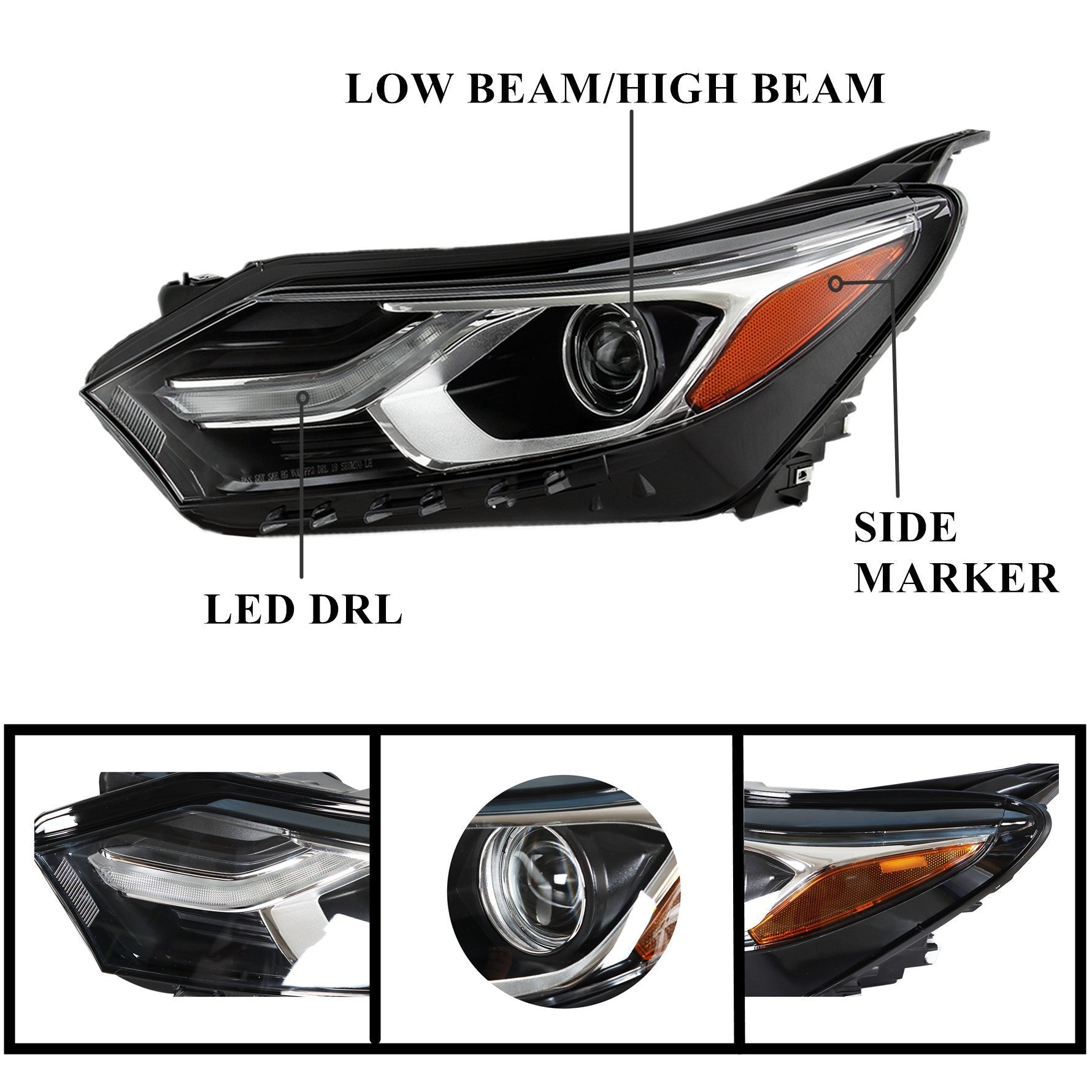 Headlamp For 2018-2019 Chevrolet Equinox Black Housing Halogen Headlight Driver Lab Work Auto