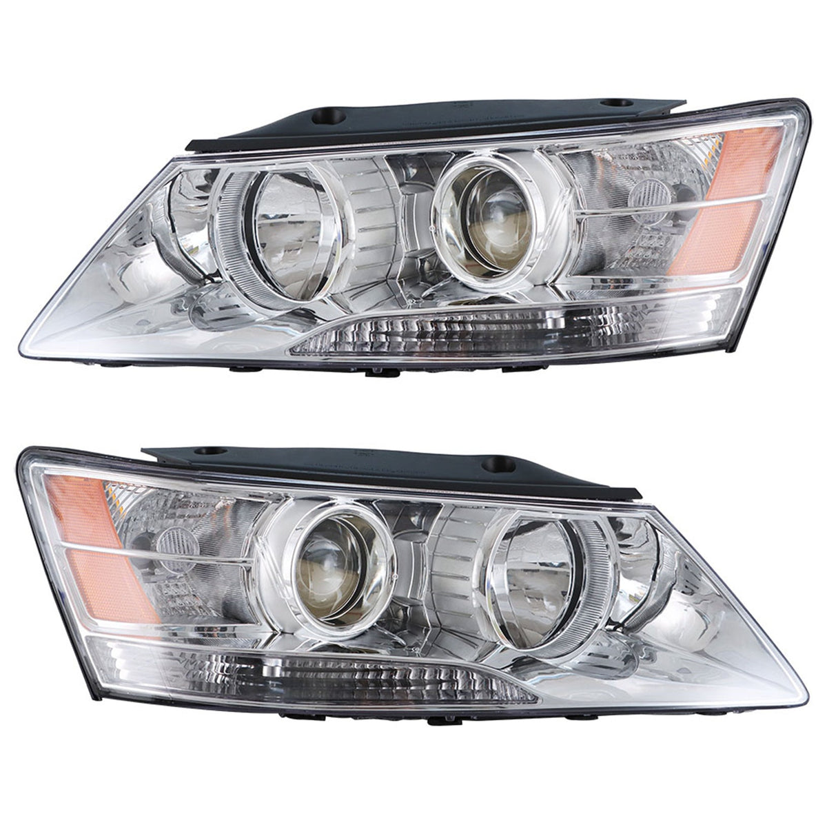 Headlamps Fit For 2009-10 Hyundai Sonata Chrome Housing Halogen Headlight LH&RH Lab Work Auto