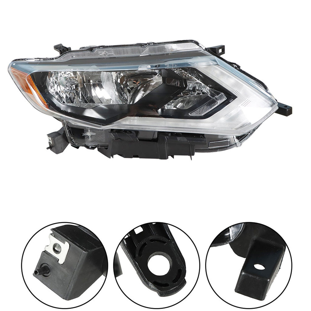 Headlamps For 2017-2019 Nissan Rogue Chrome Halogen Headlights Passenger&Driver Lab Work Auto