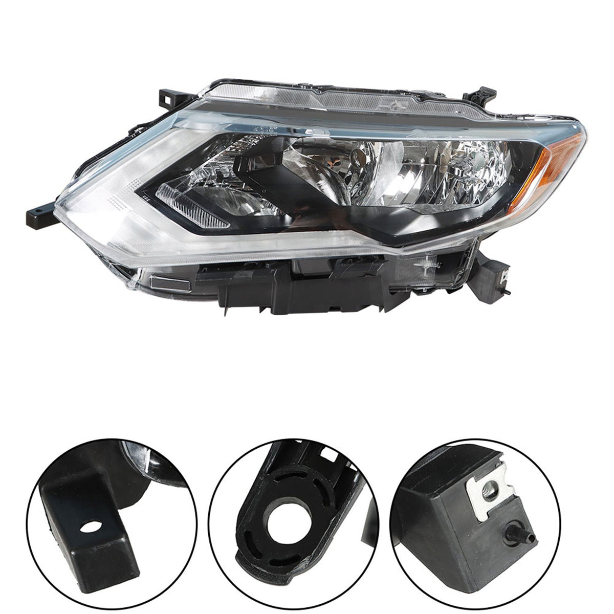 Headlamps For 2017-2019 Nissan Rogue Chrome Halogen Headlights Passenger&Driver Lab Work Auto