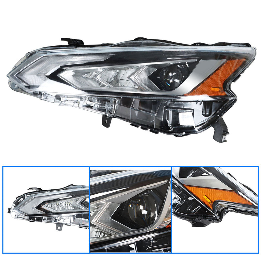 Headlight Assembly For 2019-20 Nissan Altima LED Driver Left Side Chrome Housing Lab Work Auto