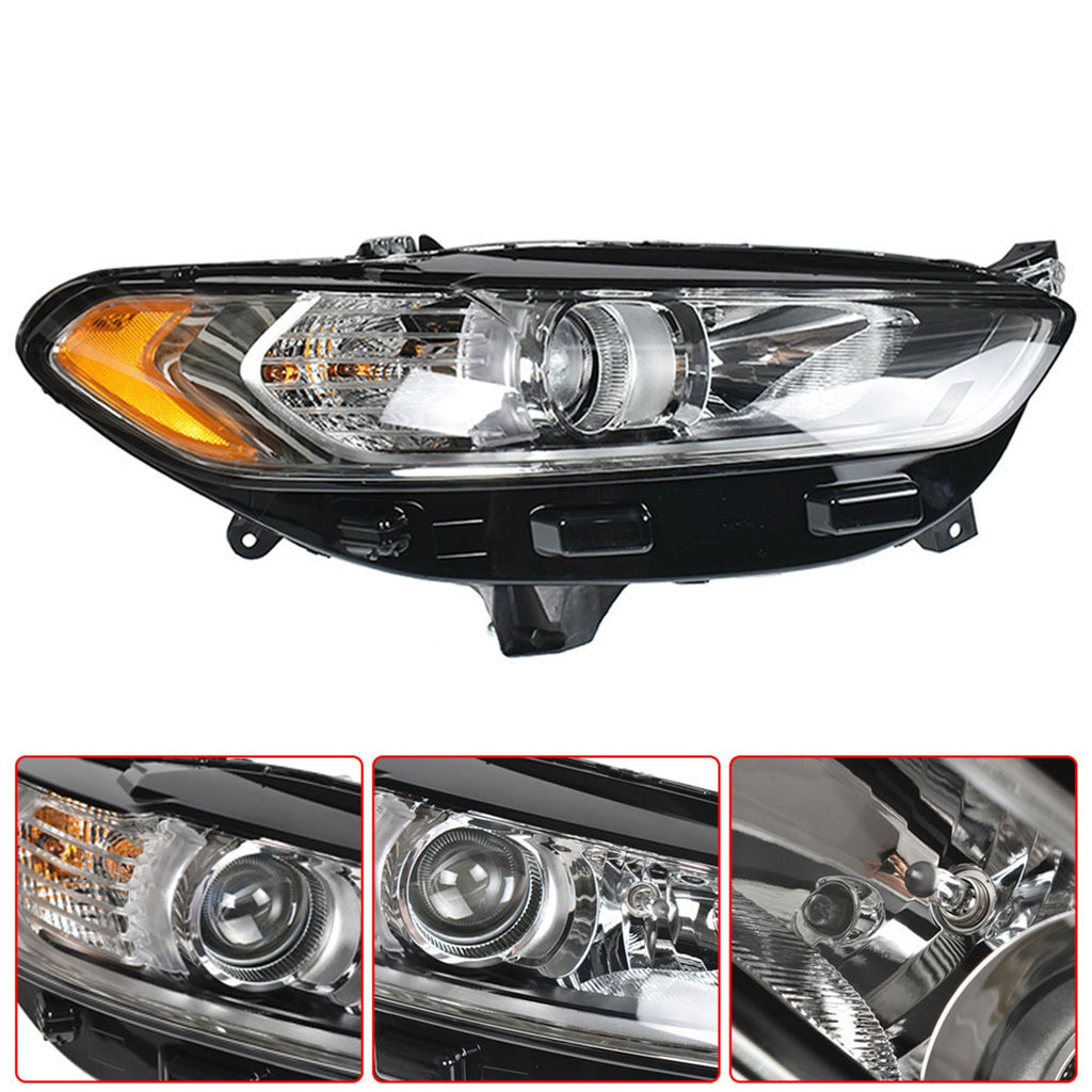 Headlight Fit For 2013-2016 Ford Fusion Passenger Side FO2502304 Chrome Housing Lab Work Auto