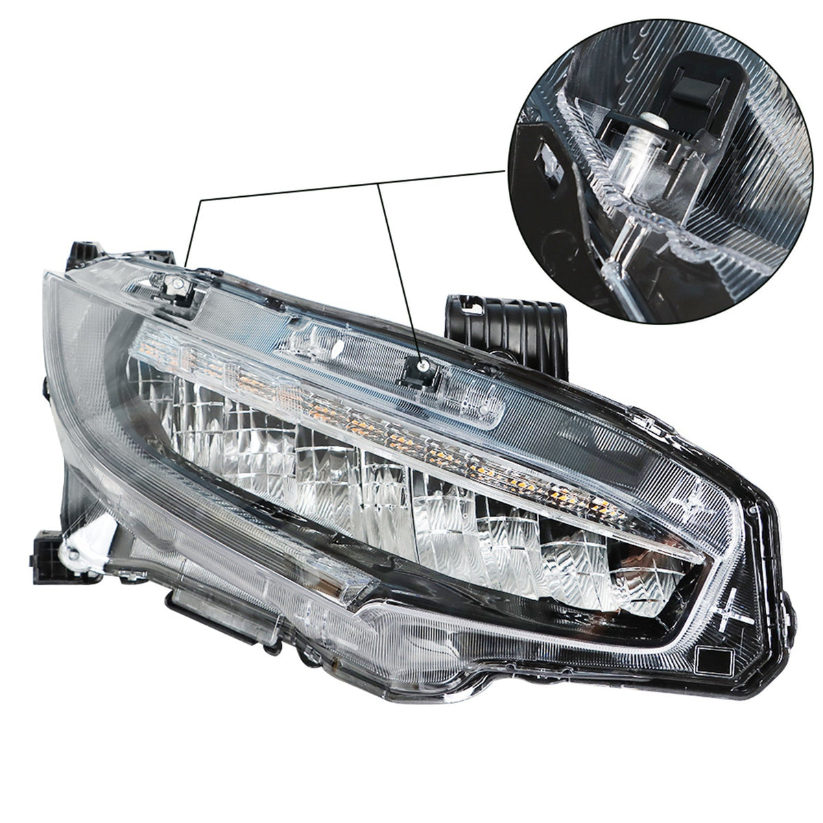 Headlight Fit For 2016-2019 Honda Civic Replacement LED Clear Lens 33100TBAA11 Lab Work Auto