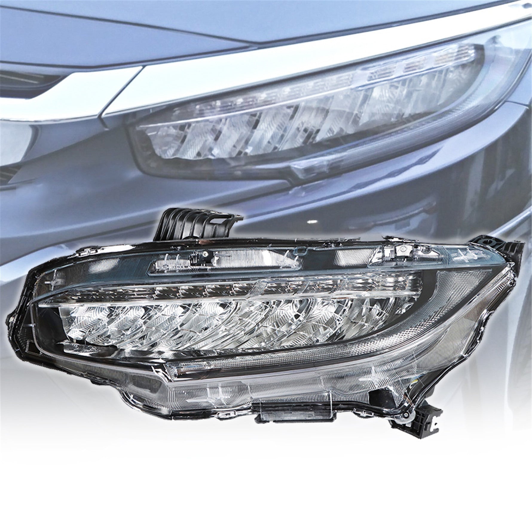 Headlight For 2016-2019 Honda Civic Chrome Full LED Left Driver Side Headlamp Lab Work Auto