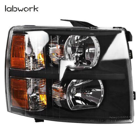 Headlight Head Lamps Fit For 2007-2013 Chevy Silverado Left+Right Black Housing Lab Work Auto