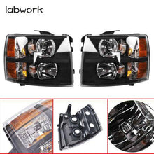 Load image into Gallery viewer, Headlight Head Lamps Fit For 2007-2013 Chevy Silverado Left+Right Black Housing Lab Work Auto