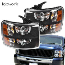 Load image into Gallery viewer, Headlight Head Lamps Fit For 2007-2013 Chevy Silverado Left+Right Black Housing Lab Work Auto