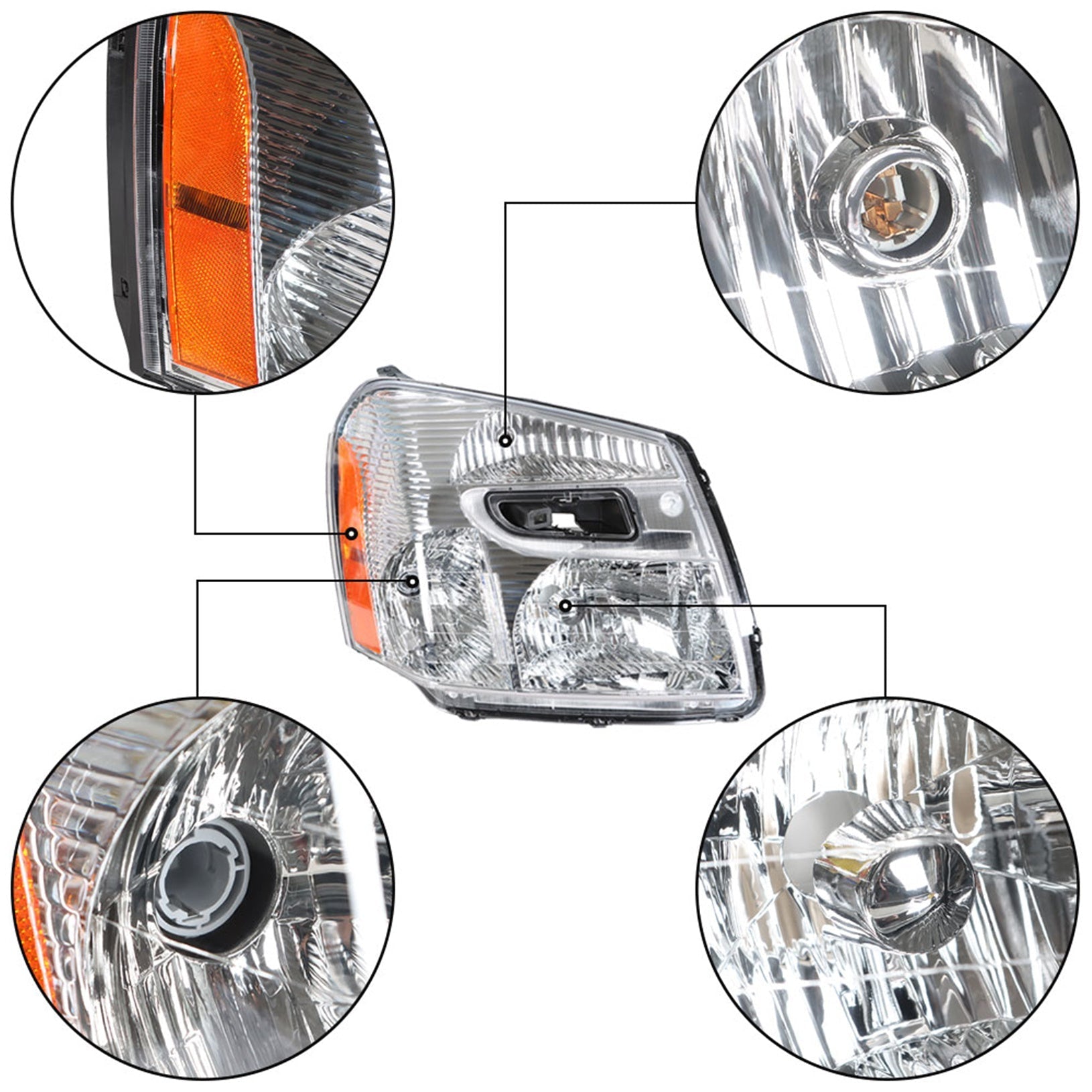 Headlight Replacement Right Passenger Headlamp super bright for 2005-2009 Chevy Lab Work Auto