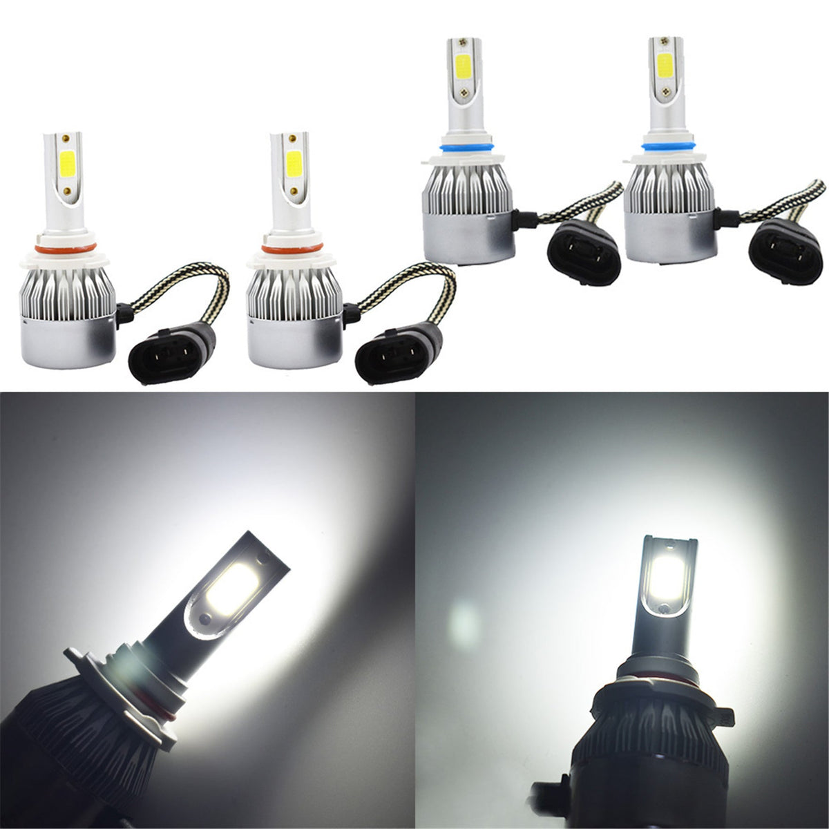 LED Headlight Kit Combo Total 2800W 390000LM High Low Beam 6000K 4PCS 9005 9006 Lab Work Auto