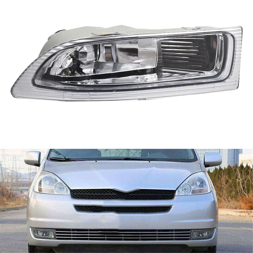 LH & RH New Clear Lens Fog Light w/ Bulbs for 2004-2005 Toyota Sienna PACK of 2 Lab Work Auto