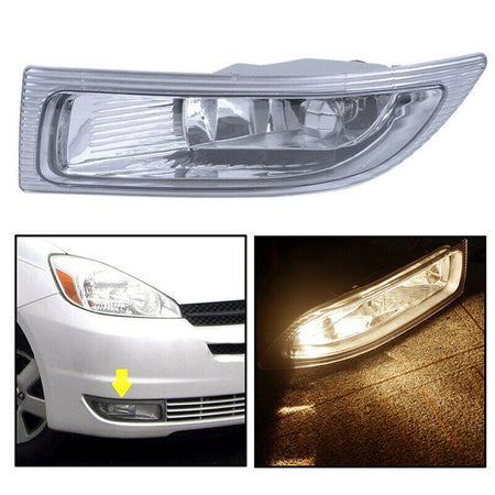 LH & RH New Clear Lens Fog Light w/ Bulbs for 2004-2005 Toyota Sienna PACK of 2 Lab Work Auto