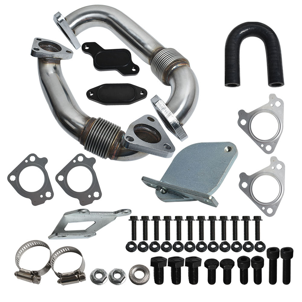 Labwork 2" Driver Passenger Up-Pipes Kit + Egr Delete for 07-10 Duramax LMM 6.6L Lab Work Auto