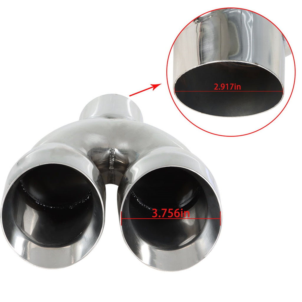 Labwork 2 Pcs Quad 3" In 4" Out 9" Long Dual Wall Exhaust Tips Stainless Steel Lab Work Auto 