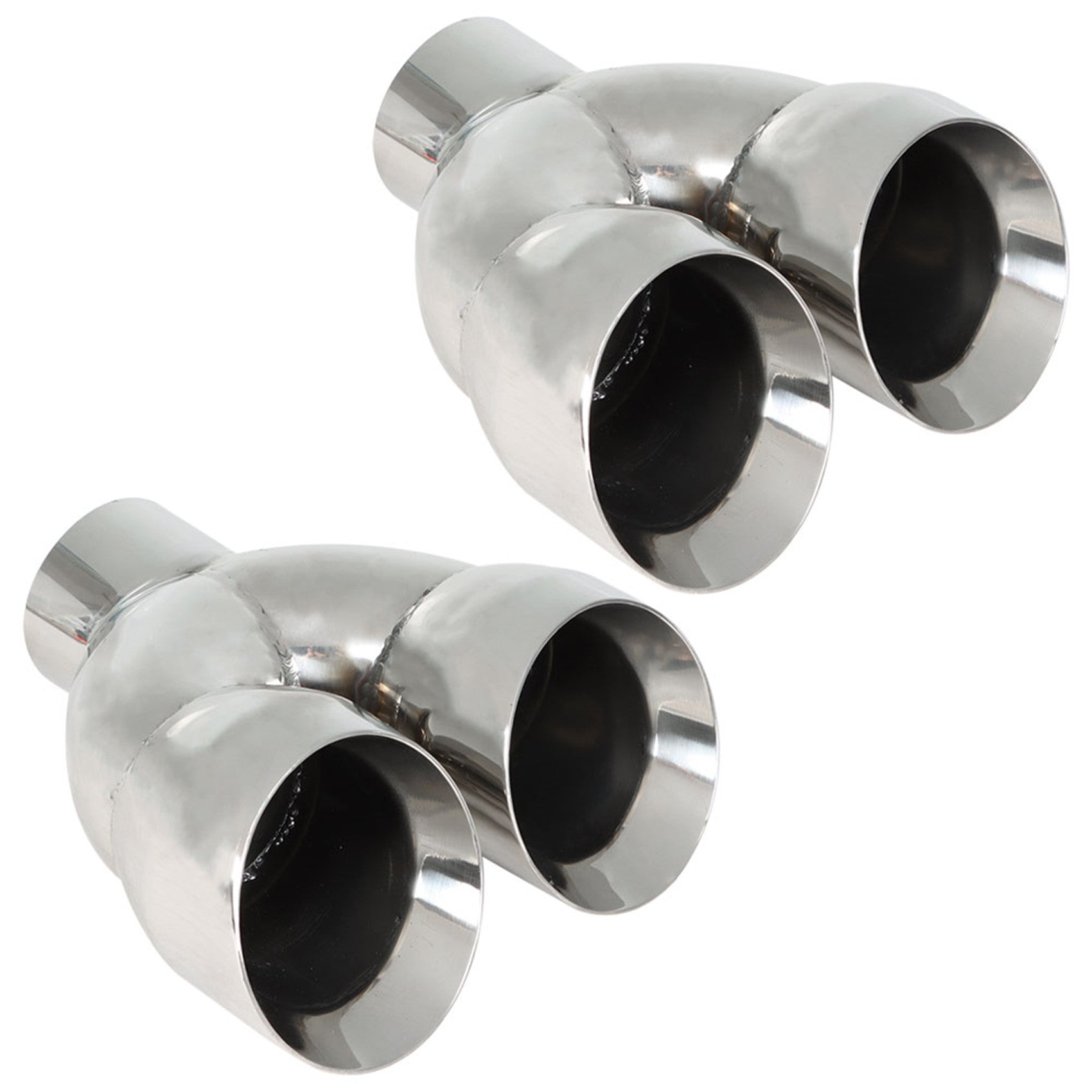 Labwork 2 Pcs Quad 3" In 4" Out 9" Long Dual Wall Exhaust Tips Stainless Steel Lab Work Auto 