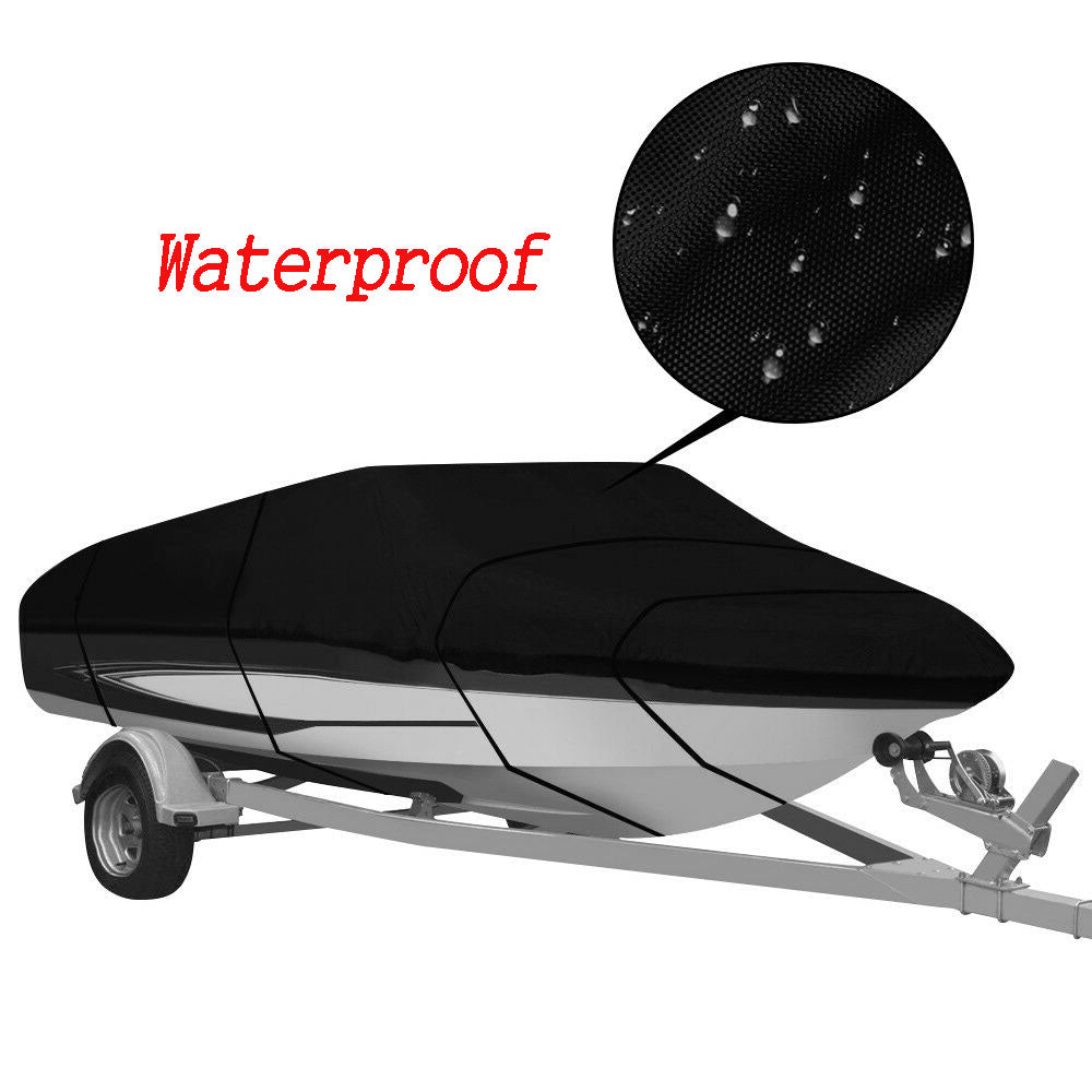 Labwork 210D Waterproof Heavy Duty Boat Cover Trailerable Fishing Tri-Hull Runabouts Lab Work Auto