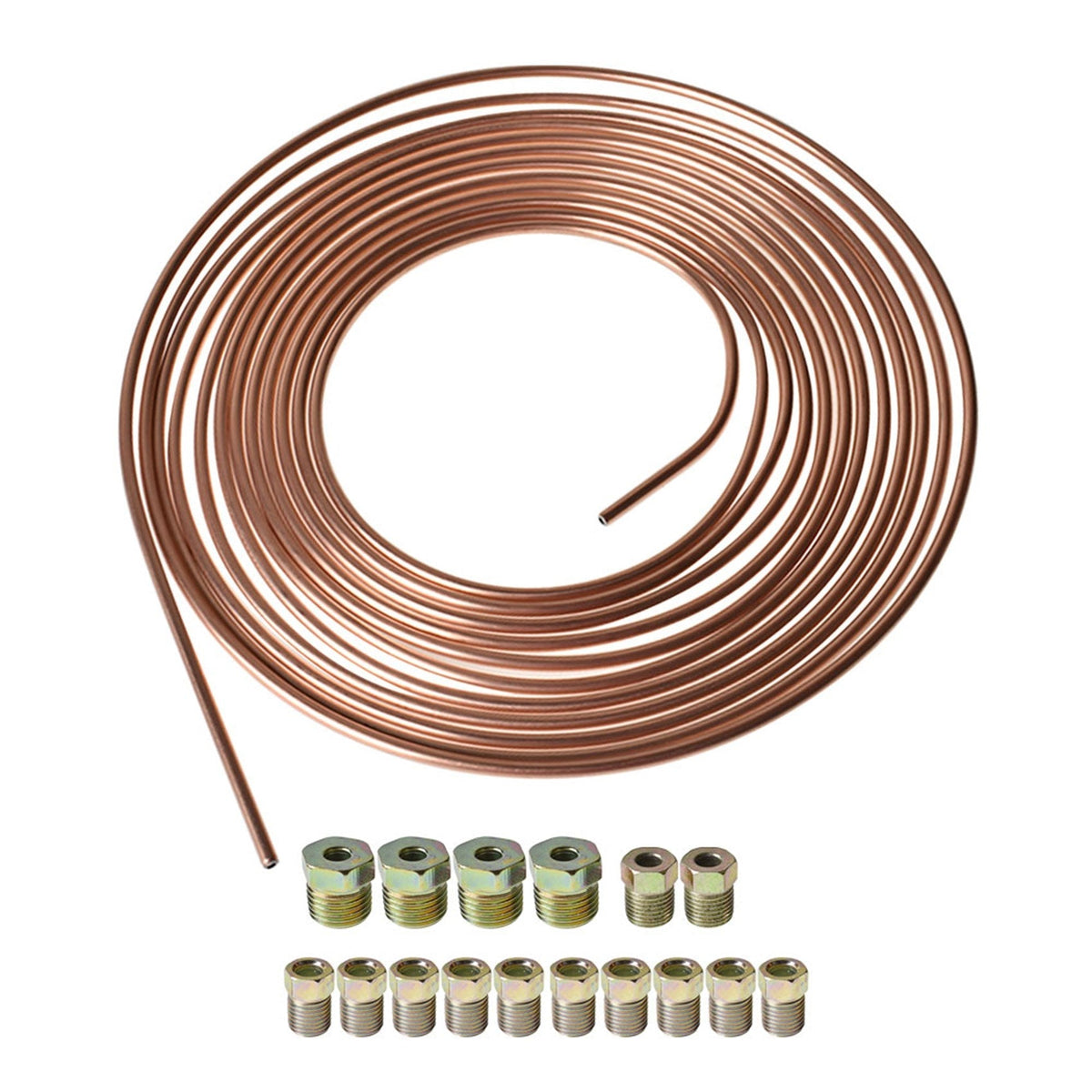 Labwork 25 Foot 3/16" OD Copper Nickel Brake Line Tubing Kit w/ 16 Fittings Lab Work Auto