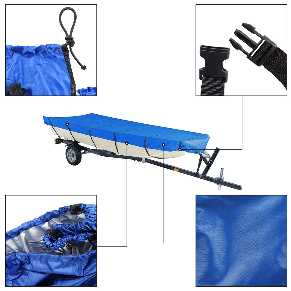 Labwork BLUE for Jon Boat Cover 12ft-18ft L Beam Width Up to 75inch 210D Lab Work Auto