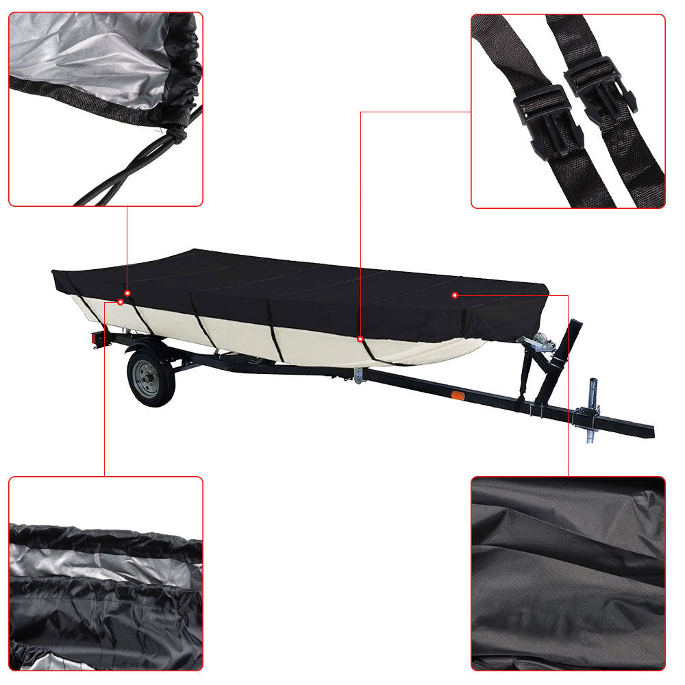 Labwork Black 210D For Jon Boat Cover 12ft-18ft L Beam Width up to 75inch Lab Work Auto