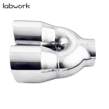 Load image into Gallery viewer, Labwork Exhaust Tip Dual Wall Stainless Steel Twin 4 inch Outlet 3 inch Inlet 9 Length Lab Work Auto