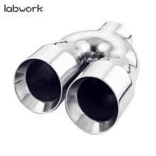 Load image into Gallery viewer, Labwork Exhaust Tip Dual Wall Stainless Steel Twin 4 inch Outlet 3 inch Inlet 9 Length Lab Work Auto