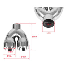 Load image into Gallery viewer, Labwork Exhaust Tip Dual Wall Stainless Steel Twin 4 inch Outlet 3 inch Inlet 9 Length Lab Work Auto