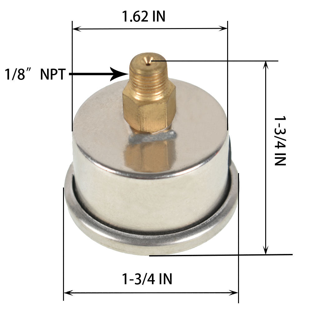 Labwork Fuel Pressure Regulator Gauge 0-160 PSI Liquid Filled Chrome/White Face Lab Work Auto