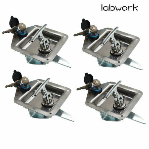 Labwork T-handle Tool Box Lock RV Door Latch w/ Two Keys Stainless Steel Polish Lab Work Auto