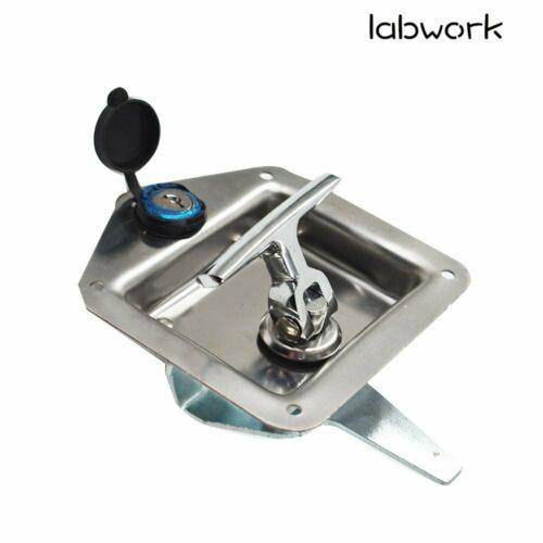 Labwork T-handle Tool Box Lock RV Door Latch w/ Two Keys Stainless Steel Polish Lab Work Auto