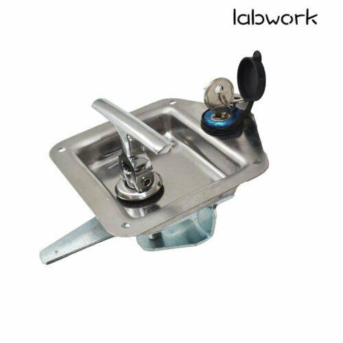 Labwork T-handle Tool Box Lock RV Door Latch w/ Two Keys Stainless Steel Polish Lab Work Auto