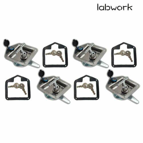 Labwork T-handle Tool Box Lock RV Door Latch w/ Two Keys Stainless Steel Polish Lab Work Auto