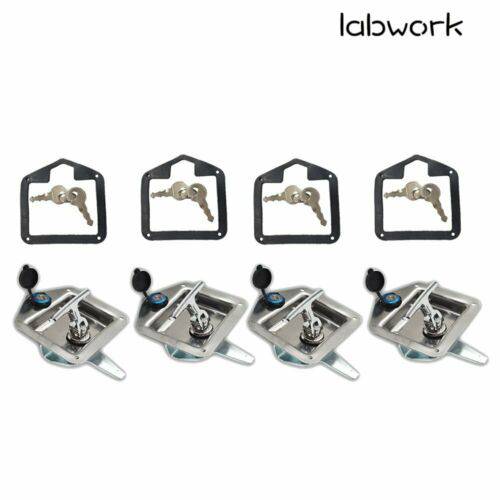 Labwork T-handle Tool Box Lock RV Door Latch w/ Two Keys Stainless Steel Polish Lab Work Auto