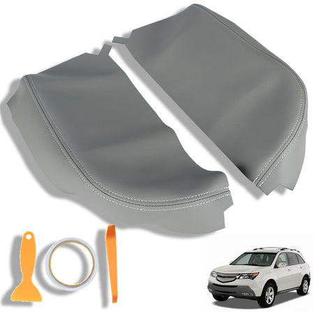 Leather Armrest Center Console Lid Cover Fit for Acura MDX 2007-2013 Light Gray Lab Work Auto