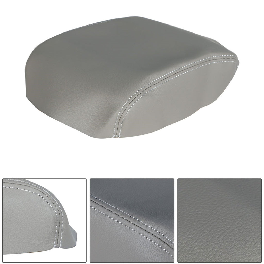 Leather Center Console Lid Armrest Cover Fit for 2009-2015 HONDA Pilot 3.5L Gray Lab Work Auto