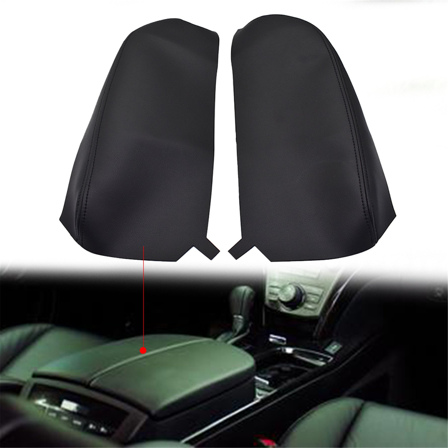 Leather Center Console Lid Armrest Cover Skin For 2007-2013 Acura MDX  Black Lab Work Auto